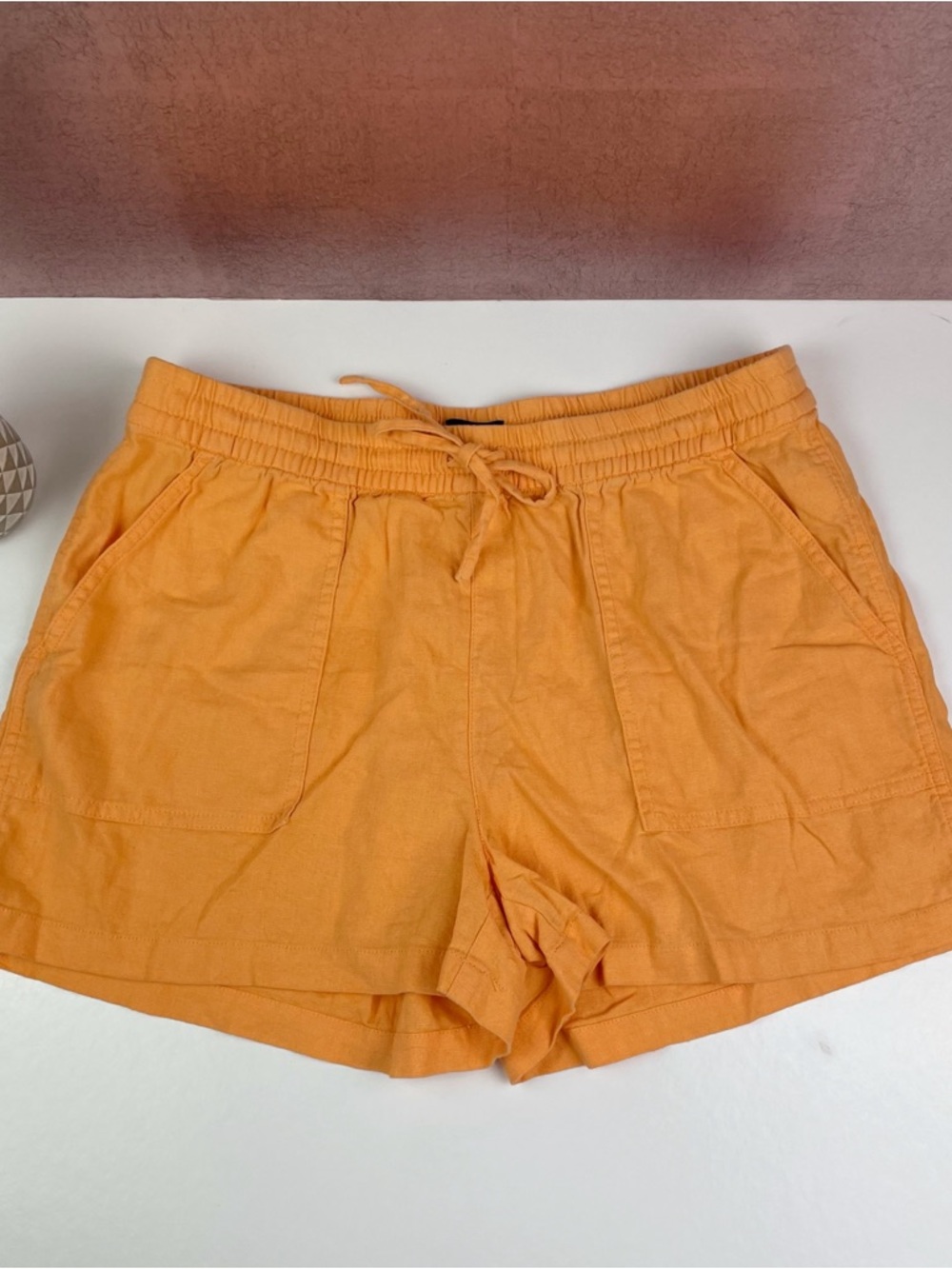 J. Crew Solid Orange Linen Blend Casual Shorts Women Size Small